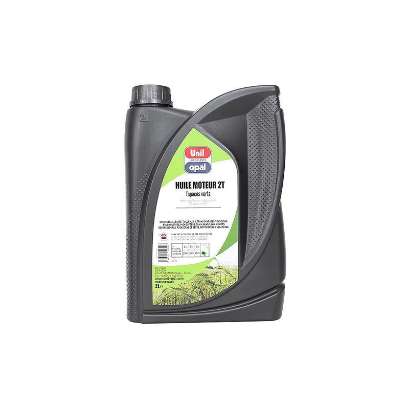 Huile 2 temps Unil Opal débroussailleuse, tondeuse, tronçonneuse 2L Nouvelle Collection