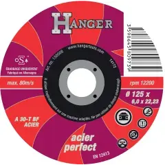 Achat Immédiat Disque à ébarber A 30 T pour acier 125 x 6 x 22,23mm – HANGER – 150008