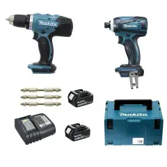 Populaire Pack Perceuse visseuse 18V DDF453 + visseuse à chocs 18V DTD146 + 2 batteries 3Ah + chargeur + coffret MAKPAC – MAKITA – DLX2022SJ3