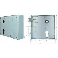 Serrure en applique cylindre 120mm gauche tirant 0308PZW/80 – BEVER – 88PLE Remise