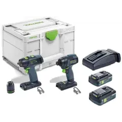 Seulement Aujourd&rsquo;hui Pack de 2 outils 18V TID 18 HPC 4,0 I-Set T18 + 2 batteries 4Ah + chargeur + coffret SYSTAINER – FESTOOL – 577244