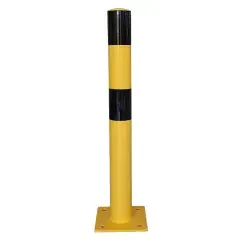Poteau de protection avec platine en acier D90mm jaune/noir – VISO – POT800NJ Vente Directe