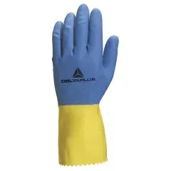 Gant trempé DUOCOLOR VE330 en latex floqué coton bleu/jauneT8,5 – DELTA PLUS – VE330BJ08 Dernier Modèle