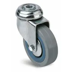 Roulette Novoplex caoutchouc gris trou central pivotante 100mm - GUITEL HERVIEU - 13807 Super Prix