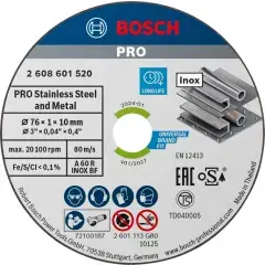 Pack de 5 disques à tronçonner EXPERT pour inox 76mm – BOSCH – 2608601520 Livraison Express