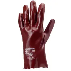 Prix Bas Gants EUROCHEM pvc rouge 27cm traité Sanitized T10 – COVERGUARD – 3510