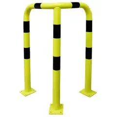 Barrière d’angle avec platine de fixation tube acier D76mm H1200mm noir/jaune – VISO – BARA1266NJ Offre Spéciale