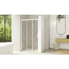 Paroi de douche SMART DESIGN 3V avec 3 volets 2 coulissants 120cm profilé blanc verre transparent droite – KINEDO – PA90266BTNED Achat Immédiat