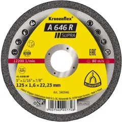 Disque à tronçonner A 646 R Supra 125 x 22,3 x 1,6mm – KLINGSPOR – 340946 Acheter Direct