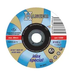 Disque à tronçonner droit pour inox 125x1mm AS 60 T – HANGER – 150002 Authentique