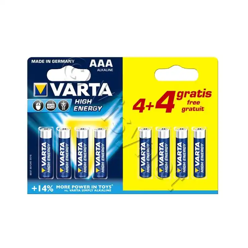 PACK PROMO 4 piles + 4 gratuites LR03 VARTA Vente Flash