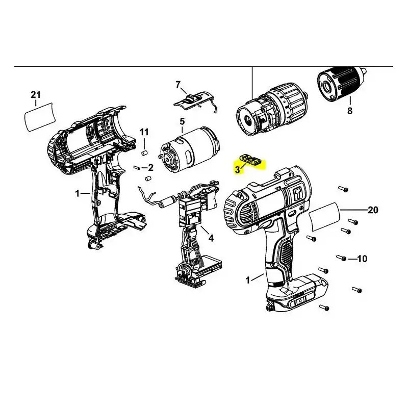 Haute Qualité Levier inverseur perceuse / visseuse DEWALT DCD733