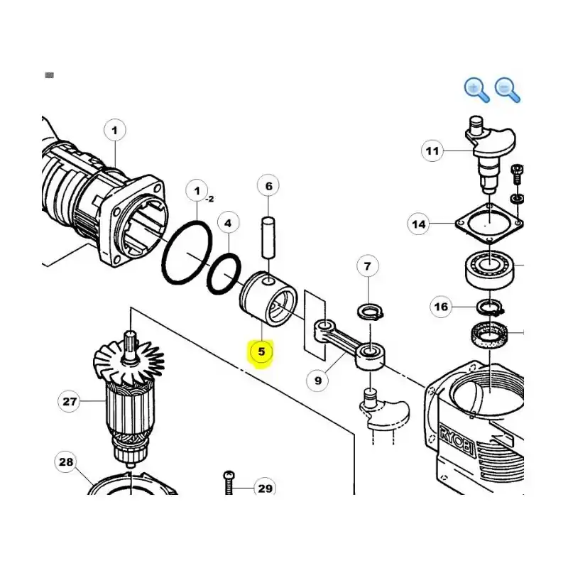 Piston marteau-perforateur RYOBI CH485I Acheter Direct