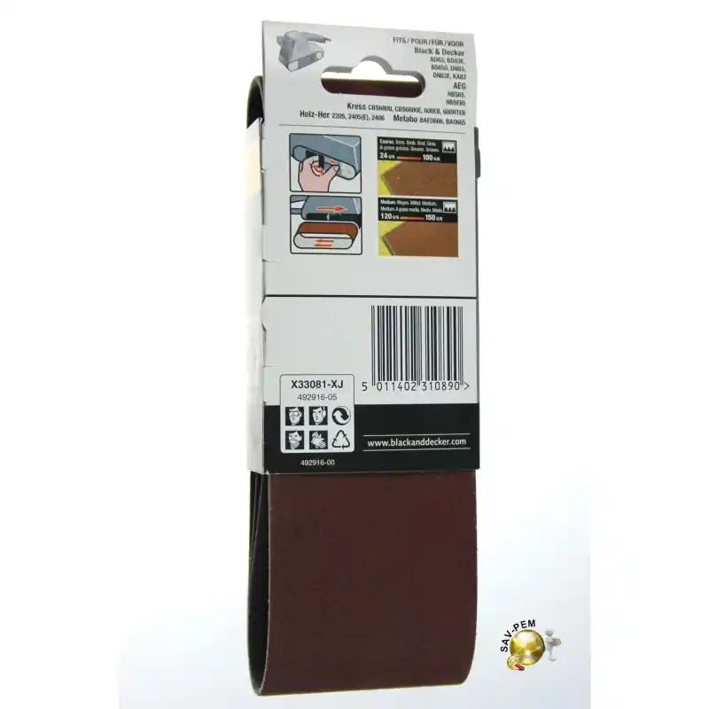 Bandes abrasives 65 X 410 GRAIN 60G pour ponceuse à bande Prix Choc